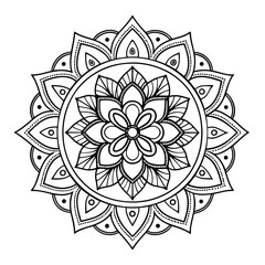 Circular pattern in the form of a mandala. Henna tattoo mandala. Mehndi style. Decorative pattern in oriental style. Coloring book page.