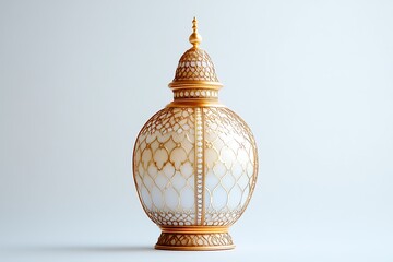 Fototapeta premium Elegant Gold and White Arabian Lantern Decorative Vase