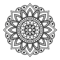Circular pattern in the form of a mandala. Henna tattoo mandala. Mehndi style. Decorative pattern in oriental style. Coloring book page.