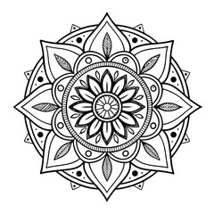 Circular pattern in the form of a mandala. Henna tattoo mandala. Mehndi style. Decorative pattern in oriental style. Coloring book page.