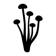 enoki mushroom vector silhouette icon - perfect for food, farming, or nutrition concepts.