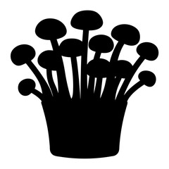 enoki mushroom vector silhouette icon - perfect for food, farming, or nutrition concepts.