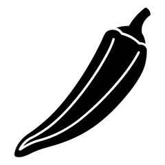 okra pod vector silhouette icon - perfect for food, farming, or nutrition concepts.