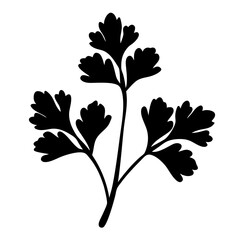 parsley sprig vector silhouette icon - perfect for food, farming, or nutrition concepts.