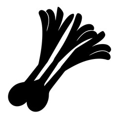 scallions vector silhouette icon - perfect for food, farming, or nutrition concepts.