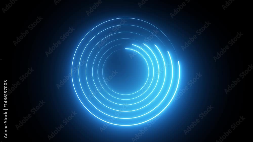 Fototapete neon circles hi-tech motion background seamless loop. abstract seamless loop neon circle. blue and p
