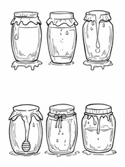 Jar honey food line art detailed drawing.eps