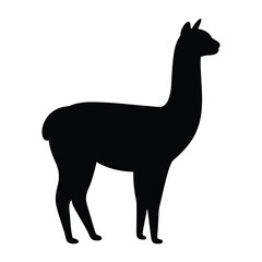 alpaca vector silhouette icon - , ideal for wildlife, safari, and animal-themed illustrations.