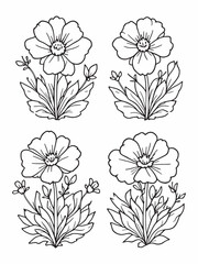 kalanchoe flowers simple minimalist line art flower sketch.eps