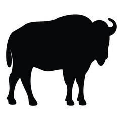 buffalo vector silhouette icon - , ideal for wildlife, safari, and animal-themed illustrations.