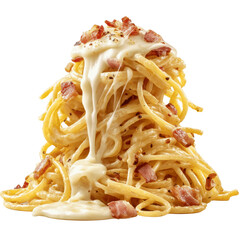 Delicious Spaghetti Carbonara with Melted Cheese and Crispy Bacon
