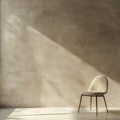 Light beige chair in empty room with sunlight