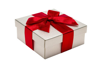 Obraz premium Gift box with red ribbon studio image