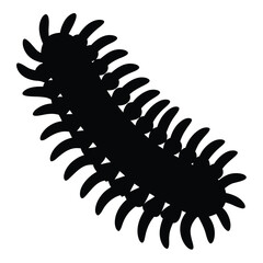 centipede vector silhouette icon - , ideal for wildlife, safari, and animal-themed illustrations.