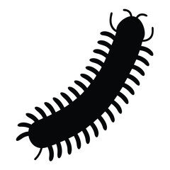 centipede vector silhouette icon - , ideal for wildlife, safari, and animal-themed illustrations.