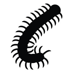centipede vector silhouette icon - , ideal for wildlife, safari, and animal-themed illustrations.