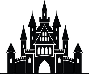 Obraz premium Storybook castle vector - whimsical palace outline, JPEG EPS PNG clipart