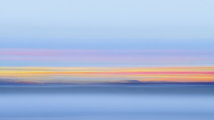 Fototapeta premium Serene sunrise over calm sea gradient horizon soft pastel colors tranquil ocean scenery minimalist nature backdrop peaceful seascape view