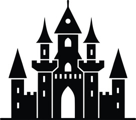 Fototapeta premium Royal castle vector silhouette - perfected palace outline, EPS JPEG PNG