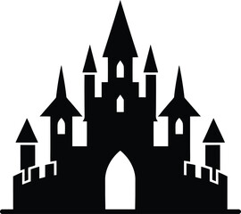 Obraz premium Fairytale castle vector silhouette - storybook palace outline, EPS JPEG PNG