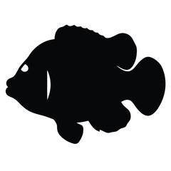 clownfish vector silhouette icon - , ideal for wildlife, safari, and animal-themed illustrations.