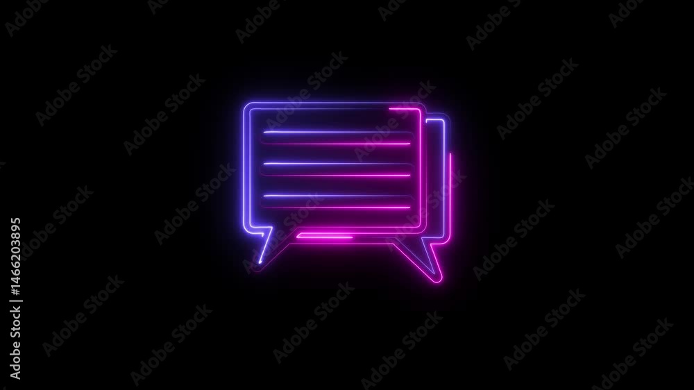 Poster glowing neon simple message or chat icon animation with clean design . 4k video motion graphic anima