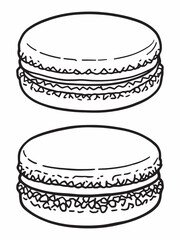 Macaron Line Art Beautiful Outline of Delicious Treats.eps