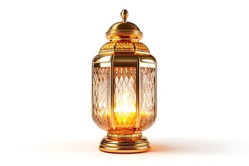 Elegant Gold Lantern with Warm Light Festive Ramadan Decor