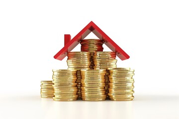 House made of coins: Represents savings for home ownership and financial investment