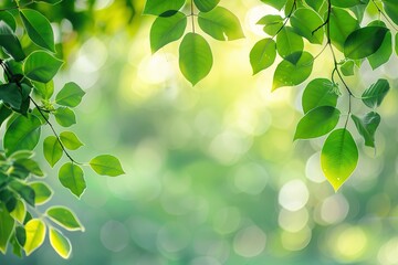 Sunlight filters through lush green leaves creating a serene natural atmosphere