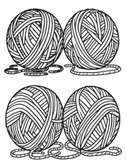 Many different bright yarns in abstract line art.eps