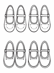 Mary Janes line art minimalist vintage shoe design.eps