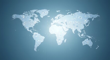 Fototapeta premium Global Network: A Pixelated World Map Illustrating Interconnectivity