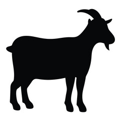 goat vector silhouette icon - , ideal for wildlife, safari, and animal-themed illustrations.