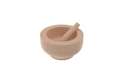 Sharp wooden mortar and pestle