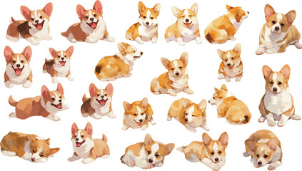 Fototapeta premium cheerful corgi watercolor clipart