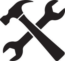 Wrench and hammer, tools icon