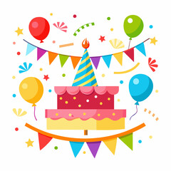 Birthday Cake with Colorful Decorations. Celebrate in Style