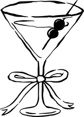 Handdrawn Lineart Cocktail Glass Vector Illustration