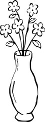 Handdrawn Lineart Flower Vase Vector Illustration