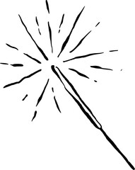 Handdrawn Lineart Sparkler Vector Illustration