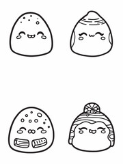 Mochi dessert line art simple elegant artwork.eps