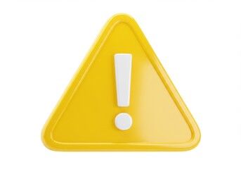 Yellow caution sign with exclamation point isolated on white background
