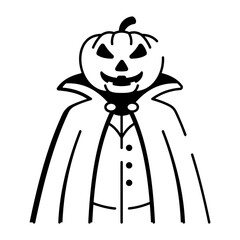 A hand drawn style icon representing halloween costume design
