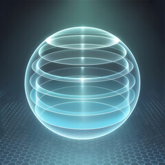 An anime-style digital illustration of a circular force field skill icon displaying a layered, translucent shield.