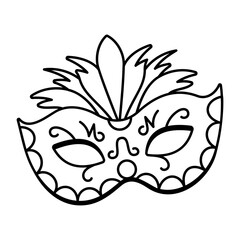 A doodle style icon illustrating a party mask 