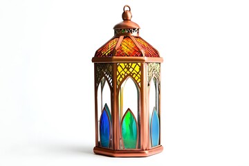 Elegant Ramadan Lantern Festive Decor Colorful Glass Metal