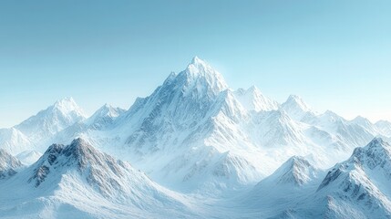 Obraz premium Majestic snow-covered mountain range with towe peaks under clear blue sky du winter daytime, breathtaking alpine landscape for nature scenes