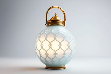 Elegant Light Blue Lantern with Gold Accents Festive Decor