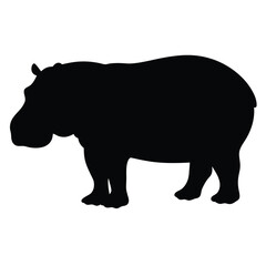 hippo vector silhouette icon - , ideal for wildlife, safari, and animal-themed illustrations.